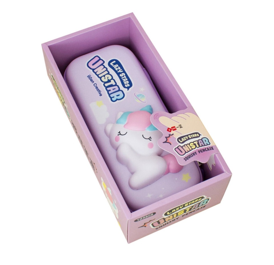 

Пенал школьный со сквишем Единорог, фиолетовый