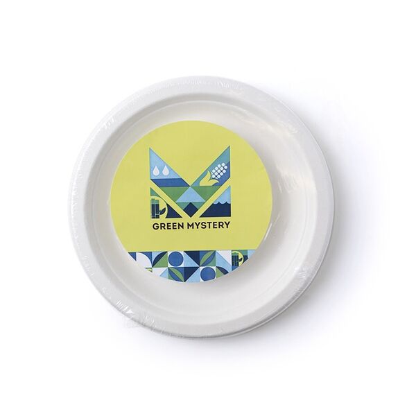 Набор тарелок GREEN MYSTERY круглых из сахарного тростника белые, d172мм, 6шт, Китай