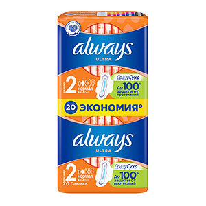 Прокладки Always Ultra Normal Plus Duo 20 шт 2 размер