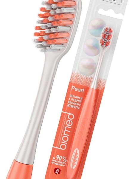Зубная щетка Biomed Pearl White средней жесткости персиковая
