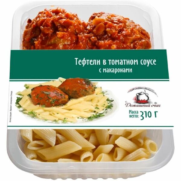 Тефтели в томатном соусе с макаронами ТМ Домашний очаг