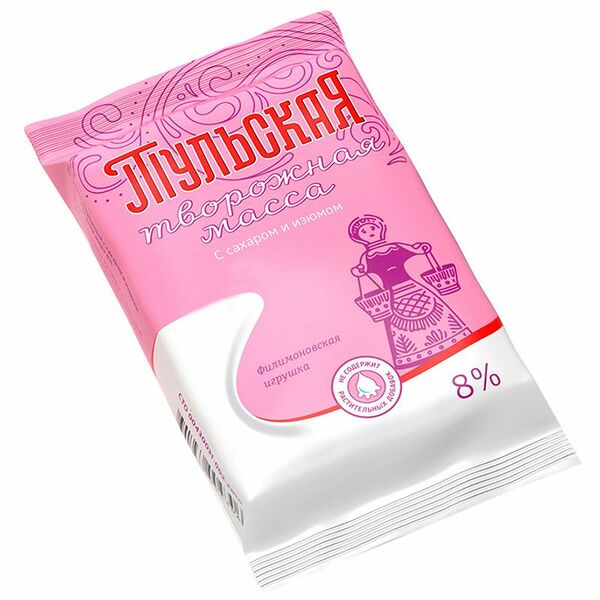 Масса творожная Тульский молочный комбинат Тульская с сахаром и изюмом 8%