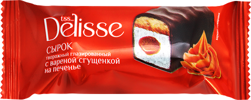 Сырок творожный глазированный Delisse с вареной сгущенкой на печенье 23%, без змж, 40 г