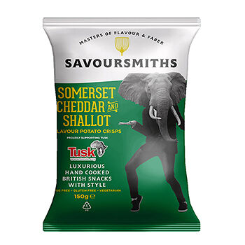 Чипсы картофельные со вкусом сыра чеддер из Сомерсета и лука-шалота (без глютена), Savoursmiths, 150 г, Великобритания
