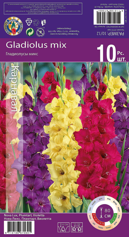 

Луковицы Гладиолус Карнавал микс 10/12, Арт. 104, 10шт