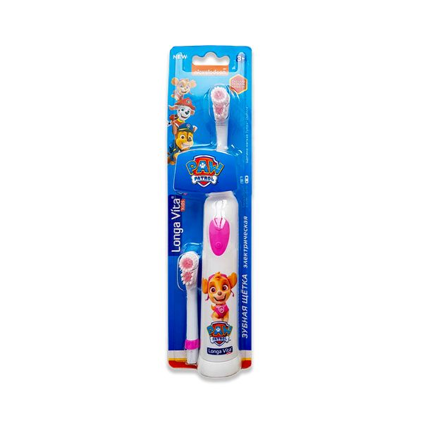 Щетка зубная Longa Vita детская Щенячий патруль розовая + 2 насадки с 3 лет 1 шт