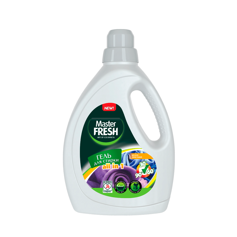 

Гель для стирки повышенное содержание ПАВ флакон с ручкой Master Fresh All In 1, 1.3 л
