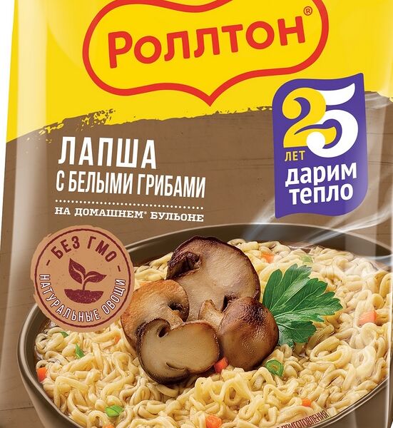 Лапша роллтон 90 г с белыми грибами по-домашнему лоток