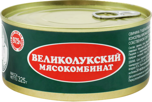

Свинина тушеная Великолукский Мясокомбинат ГОСТ 325 г