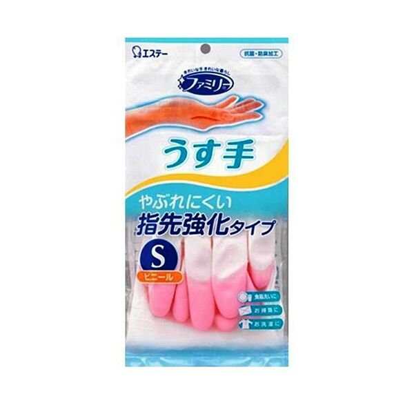 Перчатки St Family для бытовых и хозяйственных нужд винил, цвет розовый, тонкие, размер S