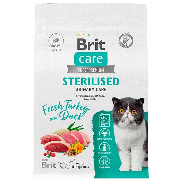 Сухой корм для кошек Brit Care Cat Sterilised Urinary Care Индейка/Утка 400г