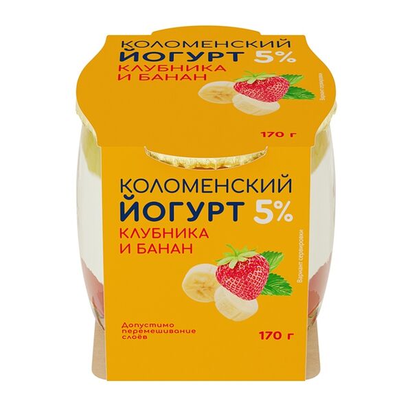 Йогурт «Клубника-банан» 5%, «Коломенский»