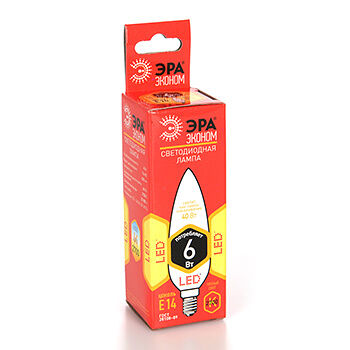 Лампа LED ЭРА свеча 6Вт Цоколь Е14 теплый свет Б0019071 Россия