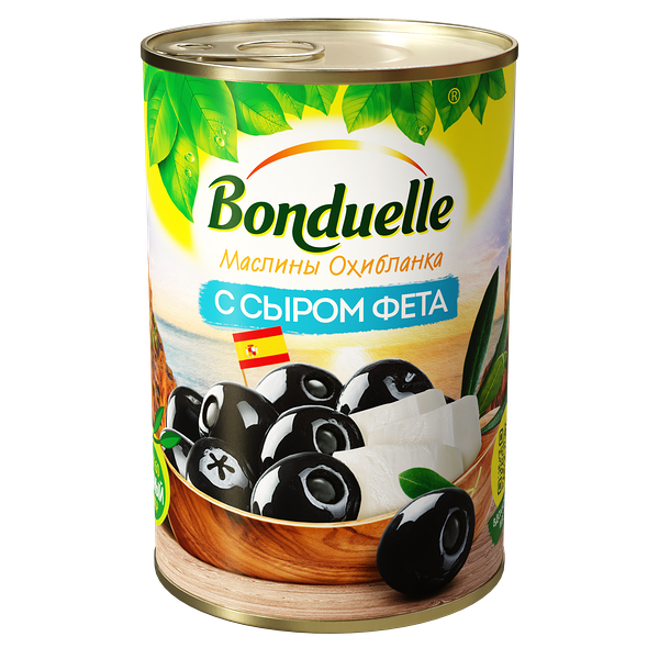 Маслины Bonduelle без косточки, с сыром фета, 300 г