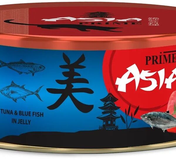 Prime Asia Prime asia Тунец с голубой рыбой в желе, для кошек 85 г