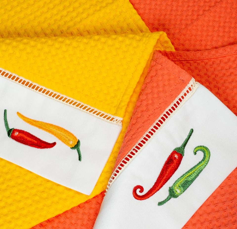 

Комплект полотенец вафельных Bellehome collection Chilli Pepper хлопок 70x50 см 2 шт.