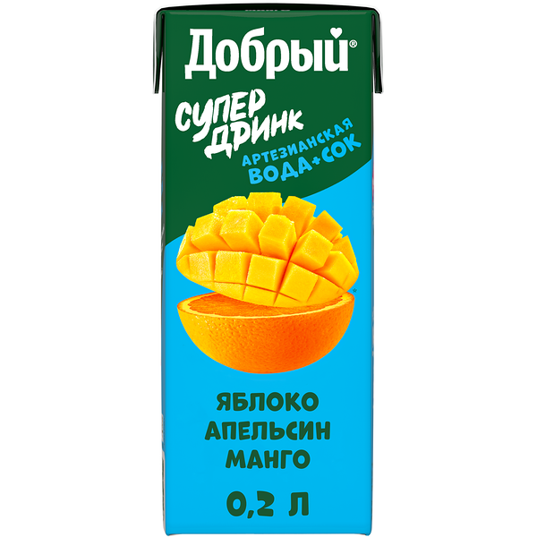 Напиток ДОБРЫЙ Яблоко, апельсин, манго сокосодержащий, 0.2л