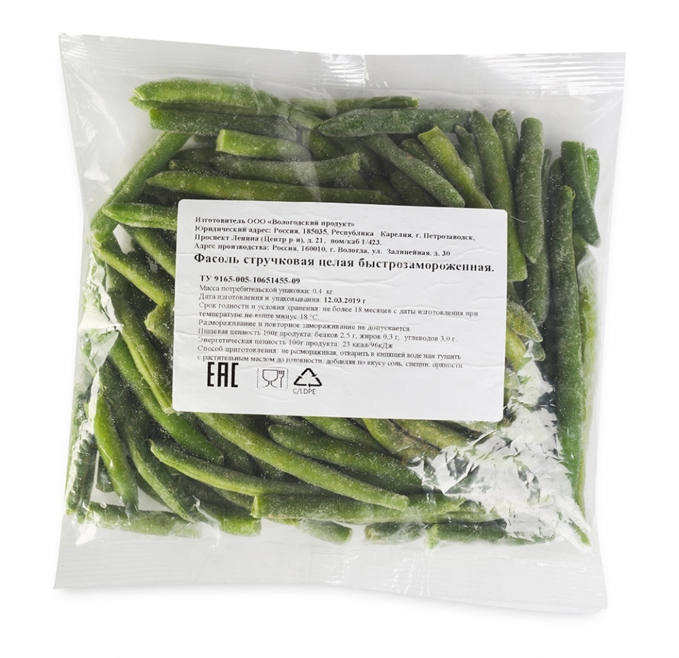 

Фасоль стручковая целая быстрозамороженная 400 г