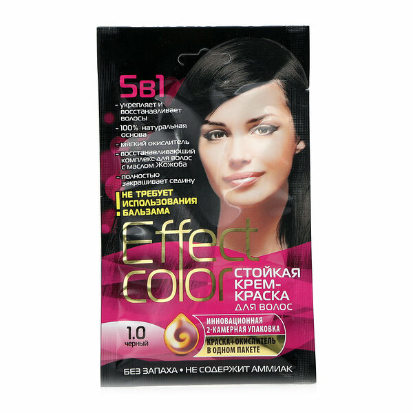 Стойкая крем-краска для волос оттенок 1.0 черный ТМ Effect color (Эффект колор)
