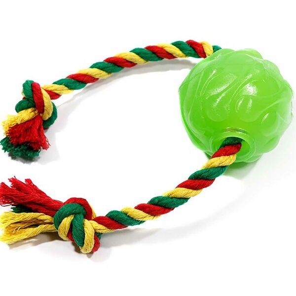Мяч Космос с канатом (зеленый) DOGLIKE 