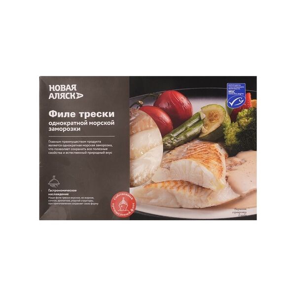 Треска атлантическая Новая аляска Филе без кожи без костей 600 г 