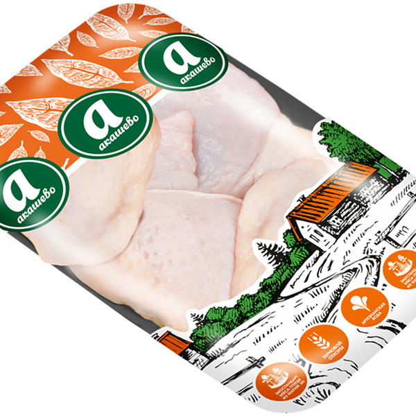 Бедро куриное АКАШЕВО охл. подложка вес до 1.4 кг