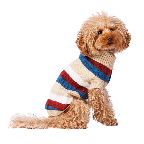 Свитер для собак в полоску 40см XL бежевый (унисекс)