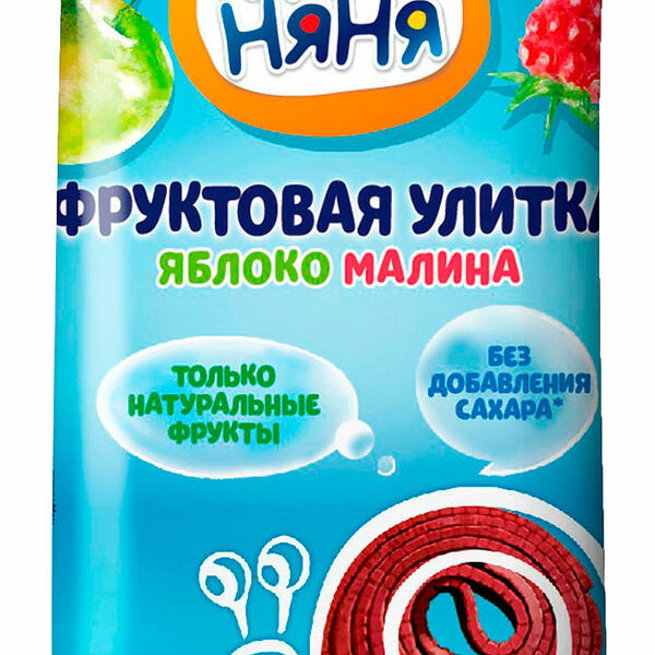 Кусочки фруктовые ФрутоНяня Улитка с яблоком и малиной без сахара с 12 месяцев