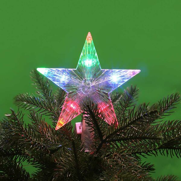 Гирлянда на макушку елки 16 см сноу бум, 10 led ламп, постоянное свечение мульти, пвх прозрачный, 220в