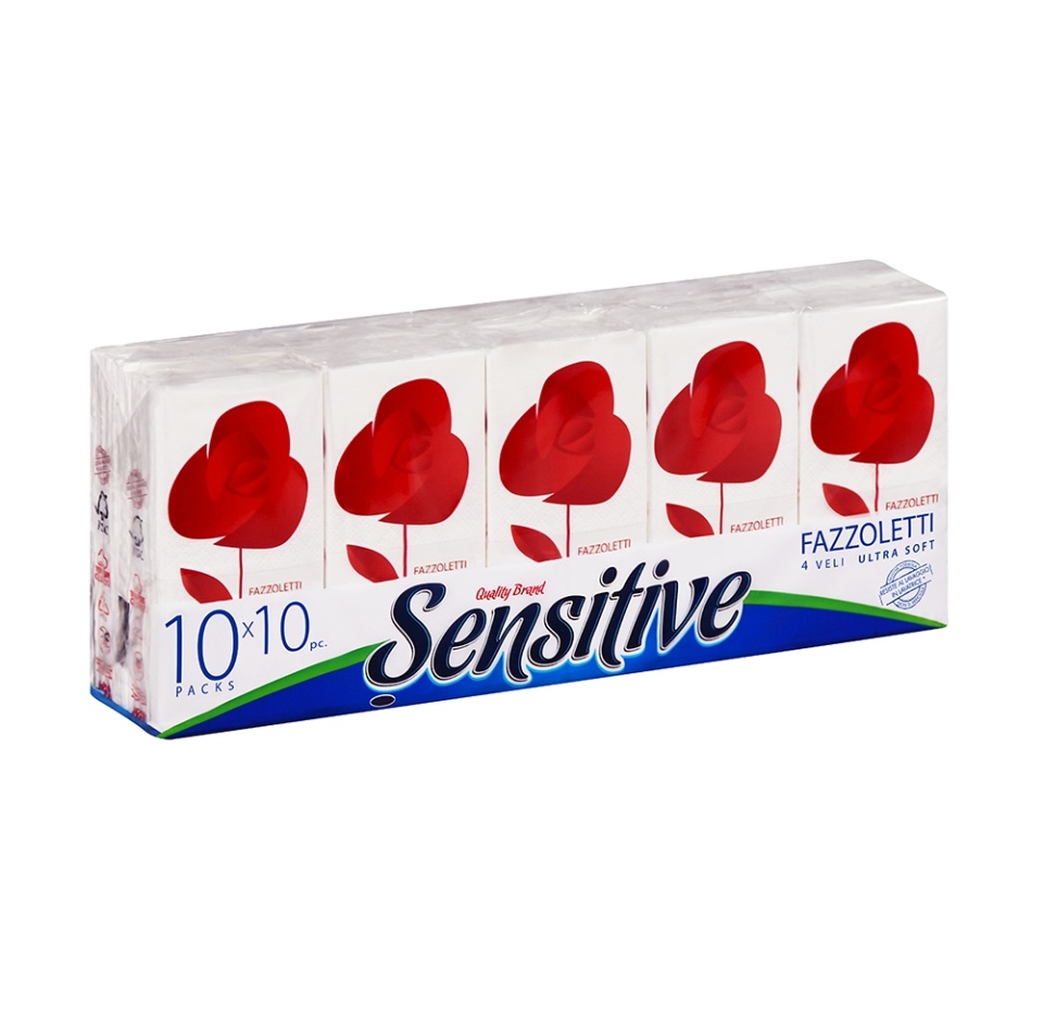 

Платочки бумажные Sensitive Ladies Rosa 4-слойные, 10 шт.