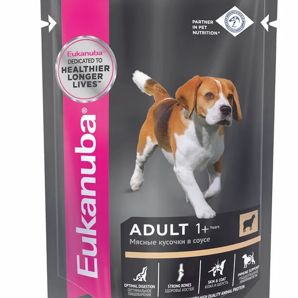 Eukanuba Dog пауч для взрослых собак (кусочки в соусе) Ягненок