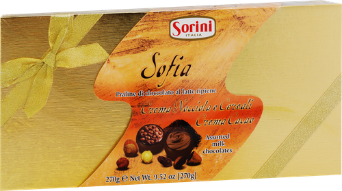 

Конфеты Sorini Sofia из молочного шоколада с ореховой начинкой и хрустящими хлопьями 270 г