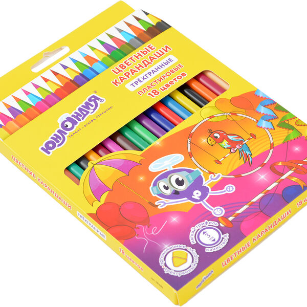 Карандаши Юнландия трехгранные 18 цветов