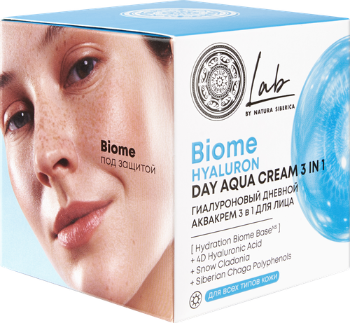 

Гиалуроновый дневной аква-крем Natura Siberica Lab Biome Hyaluron для лица 3в1 50 мл