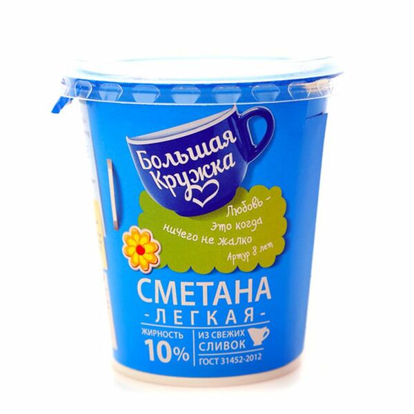 Сметана Большая Кружка Легкая 10%