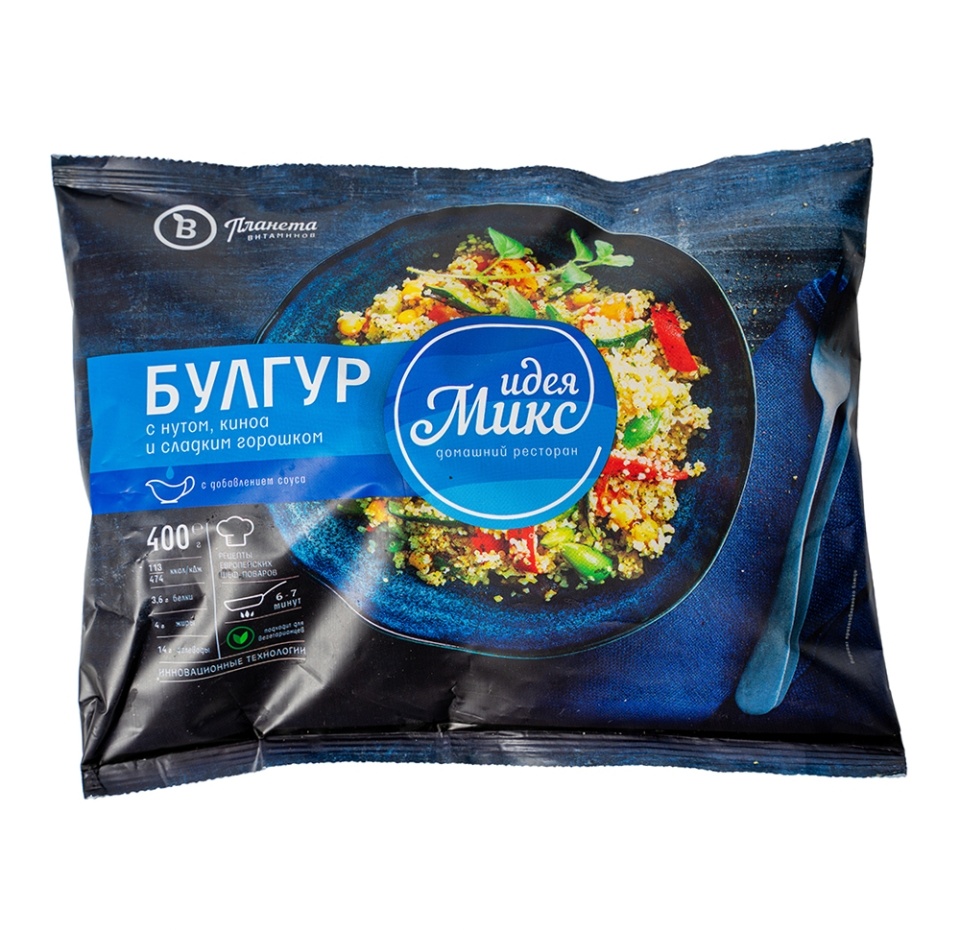 

Булгур с нутом, киноа и сладким горошком "Идея Микс" Crops vegetabies 400 г, Бельгия