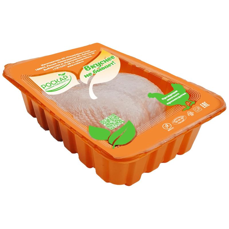 

Грудка цыплёнка-бройлера Роскар Вкуснее не бывает с кожей охлаждённая вес