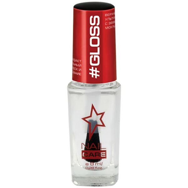 Лак для ногтей Stellary Top ultra gloss Топ с эффектом мокрых ногтей и прозрачная база для защиты 8мл