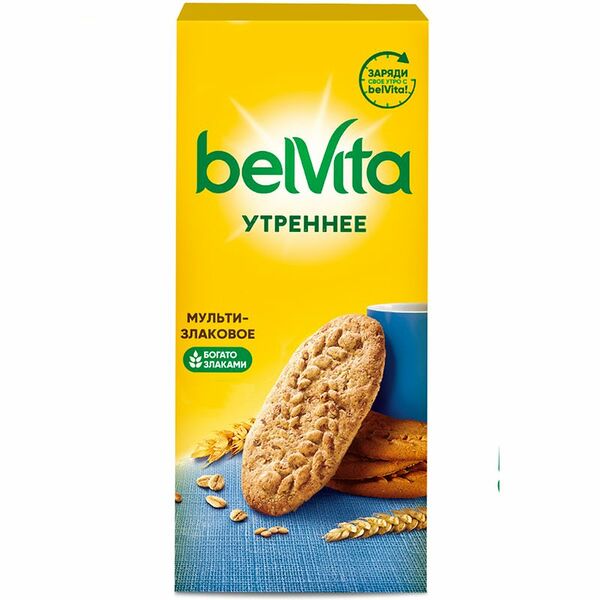 Печенье Belvita Утреннее витаминизированное со злаковыми хлопьями, 225г