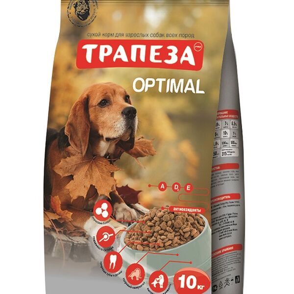 Optimal корм Трапеза для собак всех пород старше 1 года, живущих в городских условиях