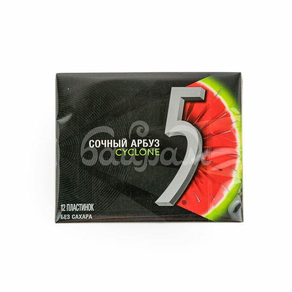 Жевательная резинка Риглес5 Cyclone 31.2гр Арбузный шквал пластинки