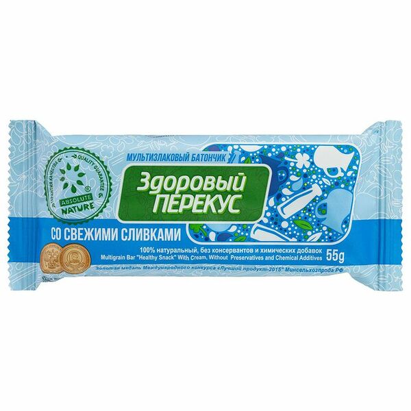 Батончик-мюсли мультизлаковый Absolute Nature Здоровый перекус со сливками