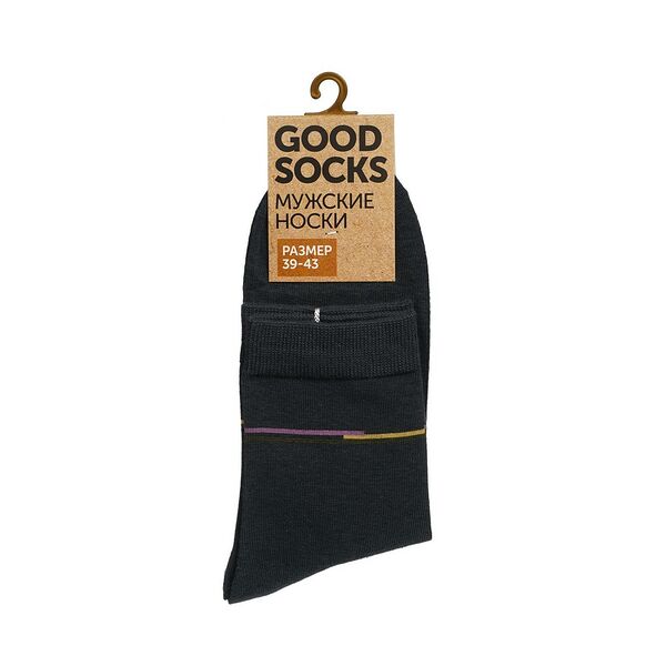 Мужские однотонные носки Good Socks Цветные полоски Графит р.39-43