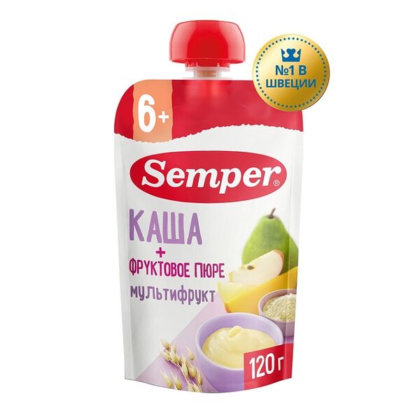 Каша с фруктовым пюре Semper мультифрукт с 6 месяцев 120 г