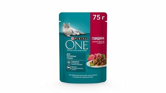 Влажный корм Purina ONE для взрослых кошек с говядиной и морковью 75 г