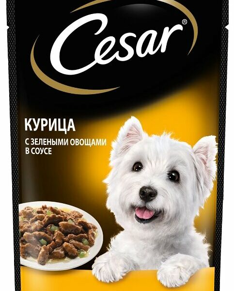 Корм влажный для собак Cesar курица с зелеными овощами