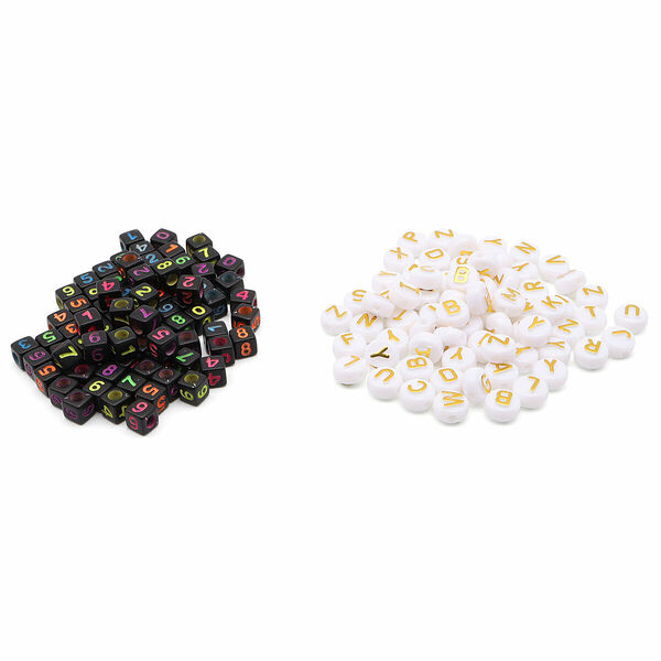 66886 Набор бусин с буквами и разноцветными цифрами, 40г