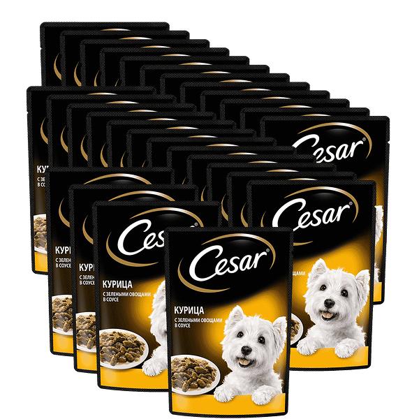 Корм для собак CESAR Курица с зелными овощами пауч 85 г (упаковка - 28 шт)