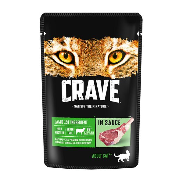 Корм для кошек CRAVE ягненок в соусе пауч 70г