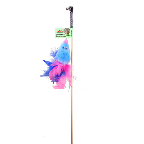 Игрушка для кошек GoSi Мышь с мятой с хвостом из пышных перьев